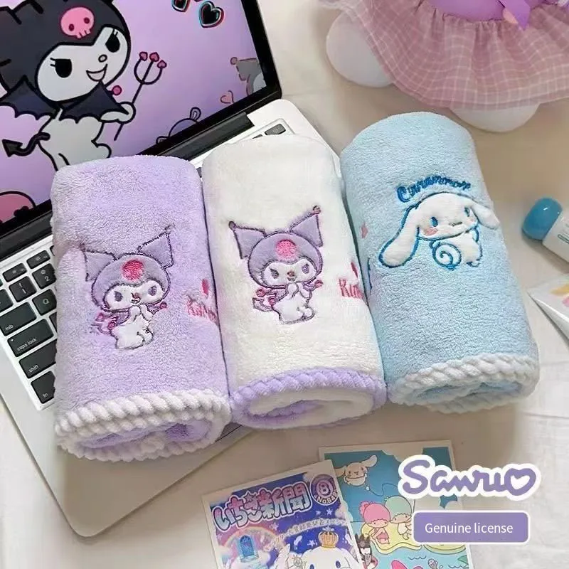 Sanrio Quality Childrens Towel Thickened Household Cute Kuromi Coral Velvet Hand Washing Face Absorbent Super Soft Face Towel