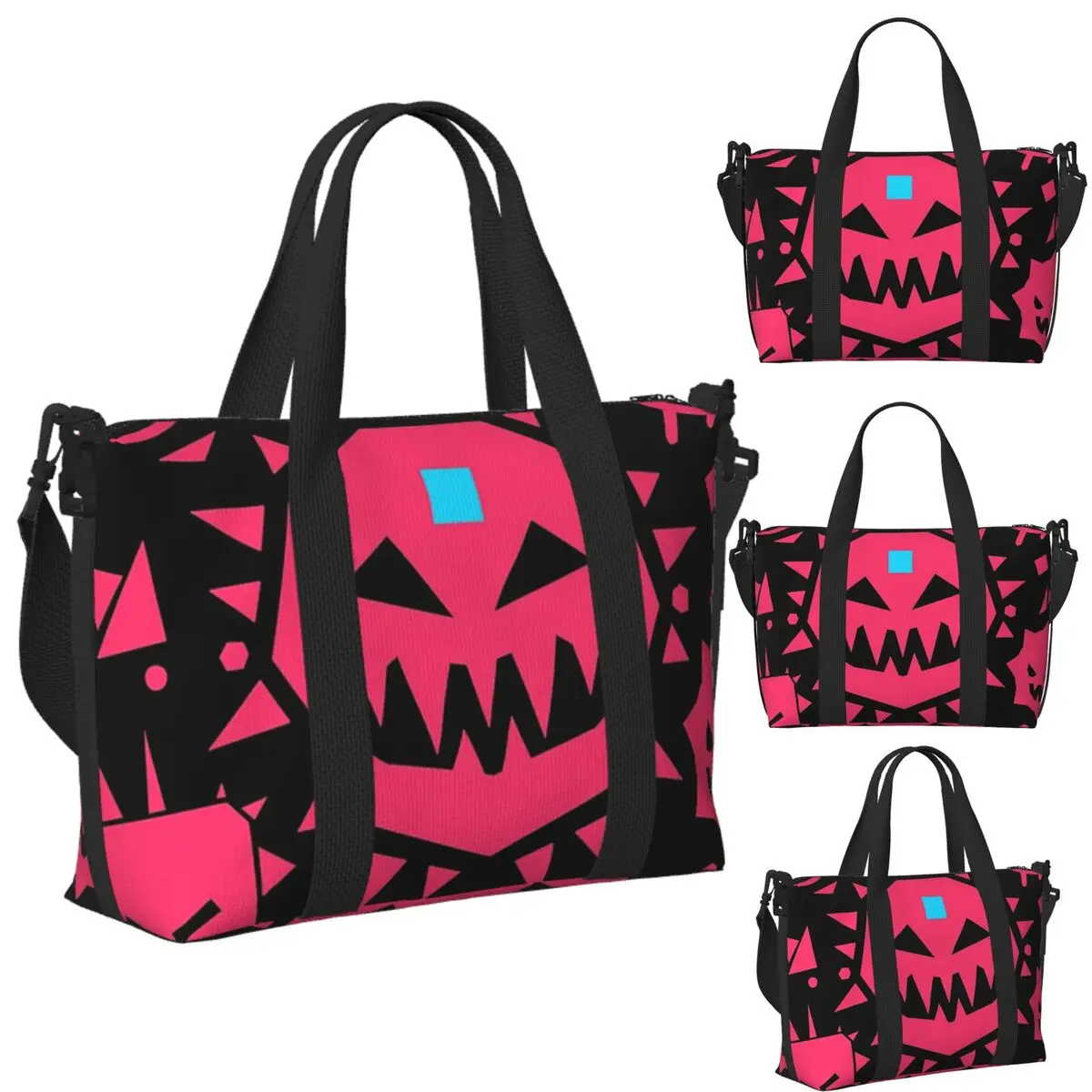 

Custom Just Shapes And Beats Beach Travel Bag Large Capacity Tote Bags for Gym Yoga Women Shopping Duffle Shoulder Bag