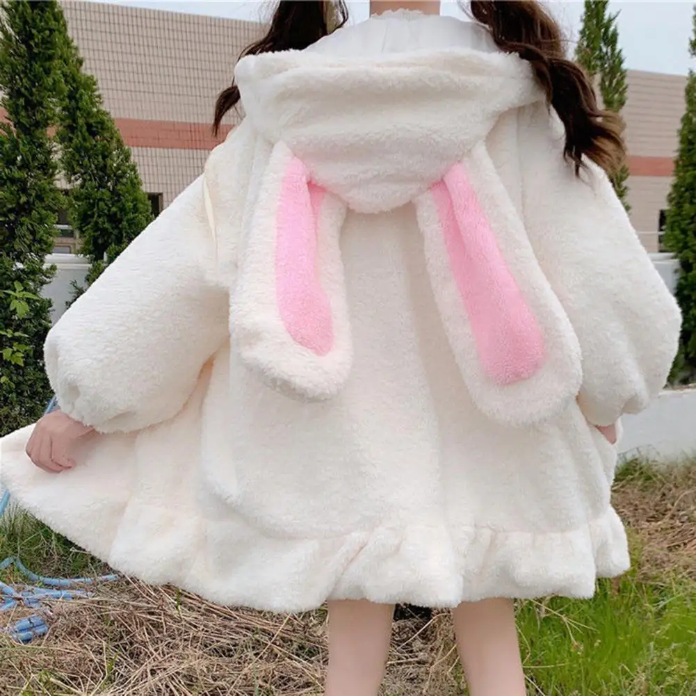 

Kawaii Rabbit Ear Women Sweatshirt Cute Bunny Ears Hooded Coat Long Sleeve Zipper Placket Sweatshirt Women Jacket Lolita Hoodies