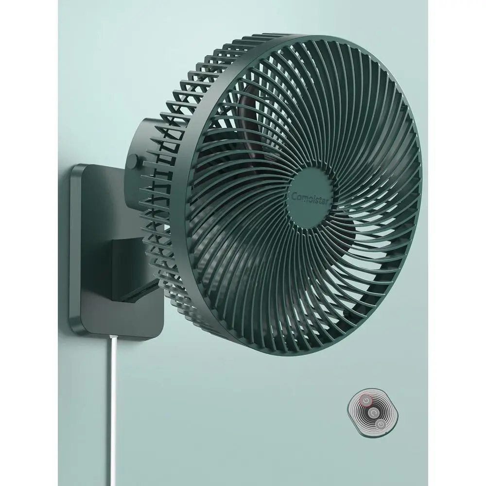 

10-Inch Oscillating Wall Mount Fan with Remote, 4-Speed Settings, Adjustable Oscillation, 5.92ft Power Cord, Ideal for RV, Bedro