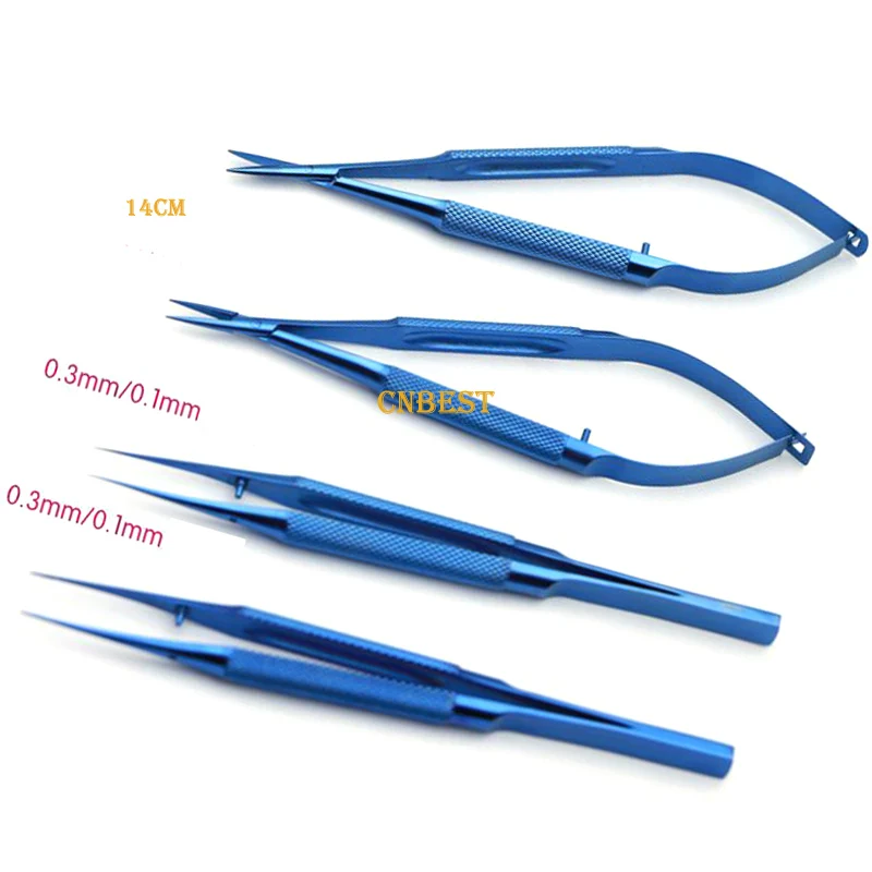 Imagem -05 - Titanium Microsurgical Instruments Kit Tesoura Suporte da Agulha Fórceps 14cm Pcs por Conjunto