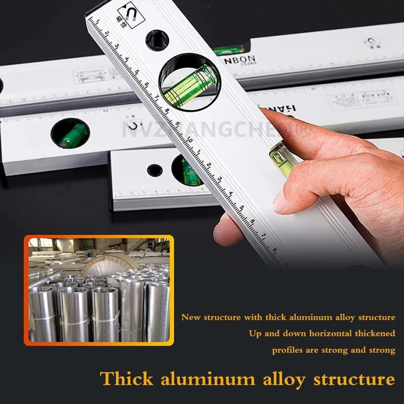 800 mm Régua de nível de espírito magnético liga de alumínio régua de equilíbrio horizontal de alta precisão para decoração de casa DIY