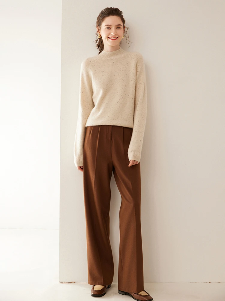 

Women's Mock-neck Cashmere Sweaters 100% Cashmere Knitwear Long Sleeve Pullovers Autumn Winter Warm Basic Classical Female Tops