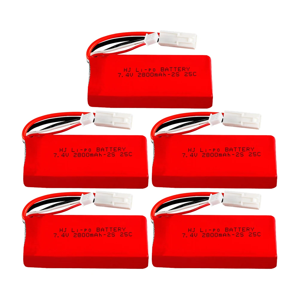 Feilun 144001 RC 보트 자동차 예비 부품, EL-2P 플러그 RC 장난감 배터리 충전기 세트, 2S 7.4V 2800mAh 25C Lipo 배터리, FT009