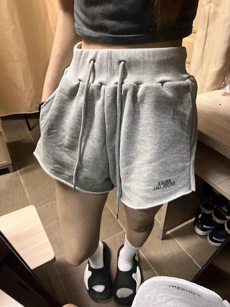 Extra Large 300 Pounds Cuffed American Style Casual Shorts Women Summer Yoga High Waist Loose Wide Leg Hot Pants Polyester Fiber
