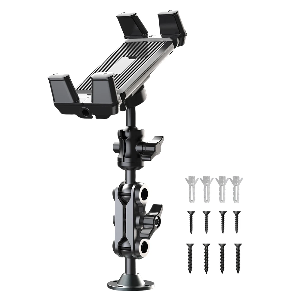 

Aluminum Drill Base Phone Rack with Screw 2-Stage Phone Stand Wear Resist Car Dashboard Phone Mount for Car Bike Boats Trucks