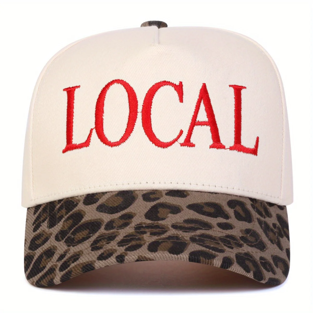 [قبعة بيسبول محلية] قبعة بيسبول محلية خفيفة الوزن للرجال من البوليستر قابلة للتعديل، تصميم 5 جوانب مع تطريز "محلي"