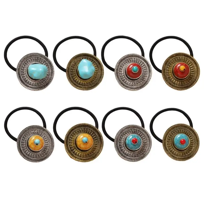 

Держатель для хвоста 39BB, эластичная резинка для волос, бирюзовый этнический удобный ремешок, ежедневный аксессуар