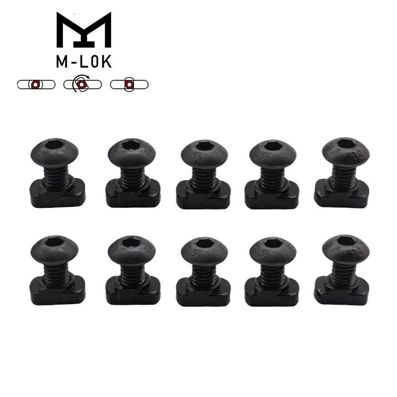 10 Pcs/lot M-LOK Screw And Nut Replacement for MLOK Rail Sections Hunting Accessories(M5)