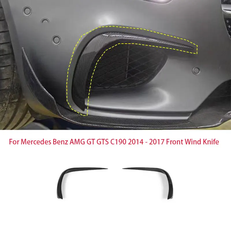 

Carbon Fiber Front Bumper Cover Wind Knife Splitter For Mercedes Benz AMG GT GTS C190 2014-2017 Front Canards Body Kits