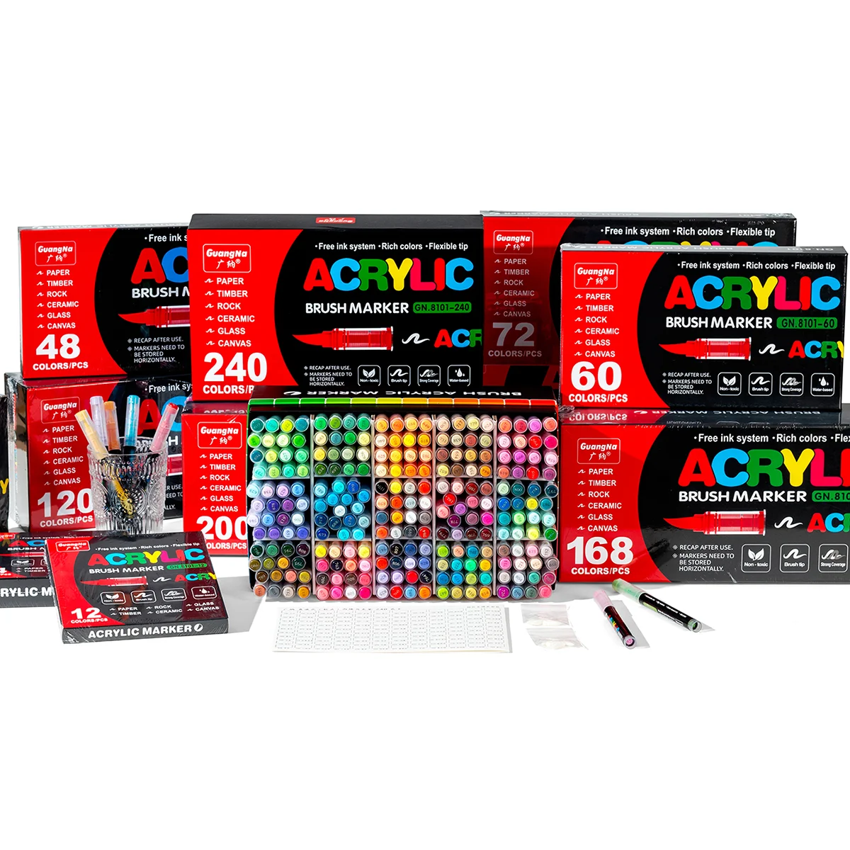 

Набор акриловых маркеров для художников, 168/120/72/60/48/36/24/12 цветов в коробке, с прямой подачей чернил, для школы, офиса, декора, подарков и художественных работ
