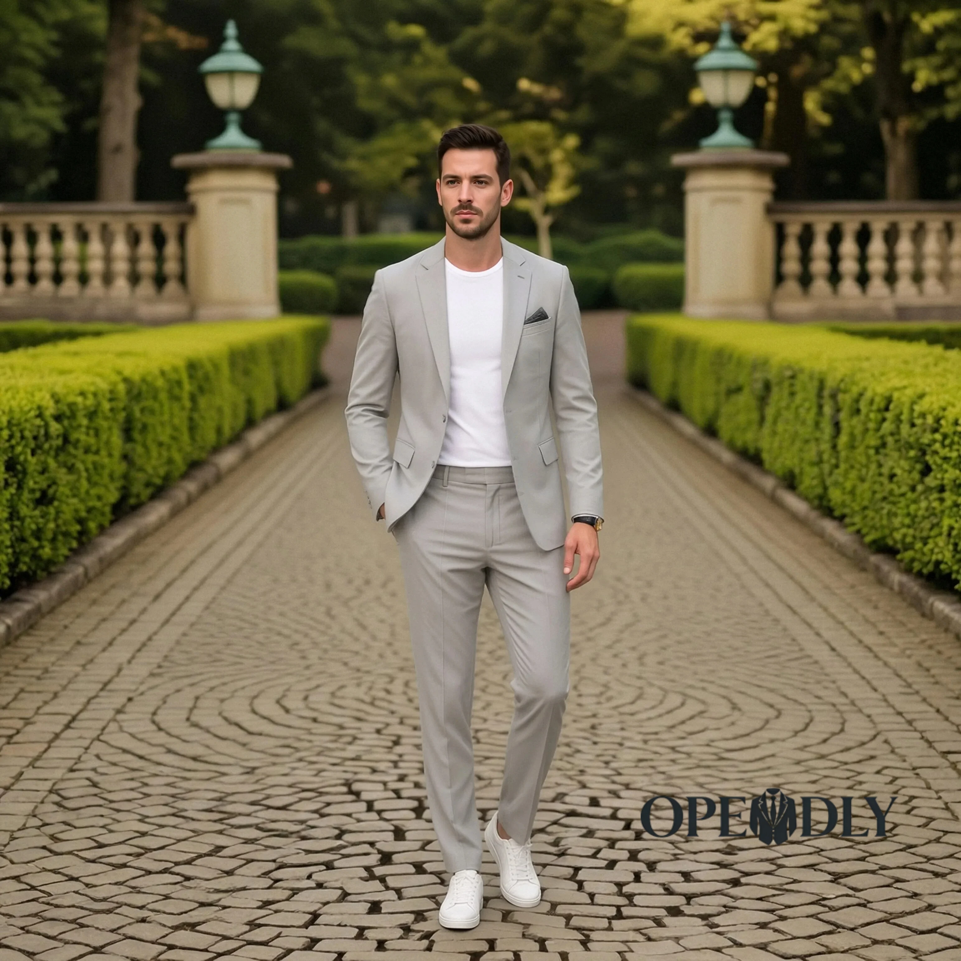 

Custom Tailored OPEODLY Mens Three Piece Suit Slim Fit Tuxedo Set for Wedding Prom Formal Events Business Blazer Vest and Pants