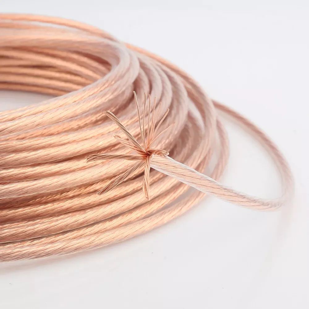 ความบริสุทธิ์สูง 6N OCC Audio สายลําโพง 0.2 0.5 0.75 1 1.5 2 2.5 คริสตัลทองแดงลวดใช้สําหรับเครื่องขยายเสียง Aux สาย 5 เมตร