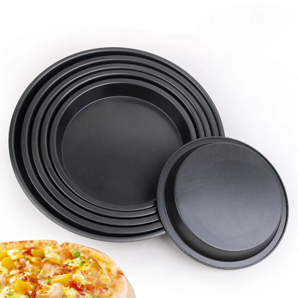 5/6/7/9 Inch Non-Stick Pizza Trays Round Pizza Pan Plate Mold Carbon Steel Baking Oven Tool Baking Mould Tray Bakeware