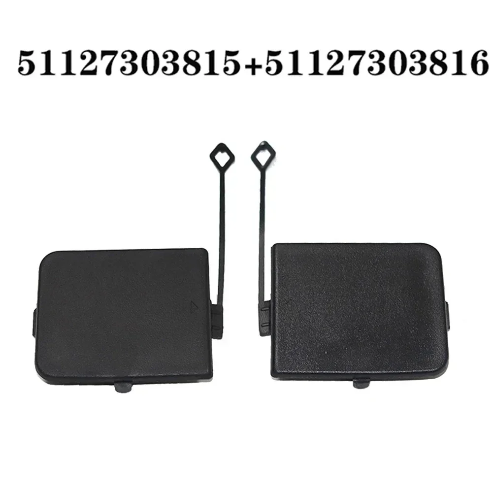 

High Grade High Quality Practical To Use Brand New Hook Cover Cap 2x Black L+R Approx. 6.7x5.8 Cm Bumper E84 2013-2015