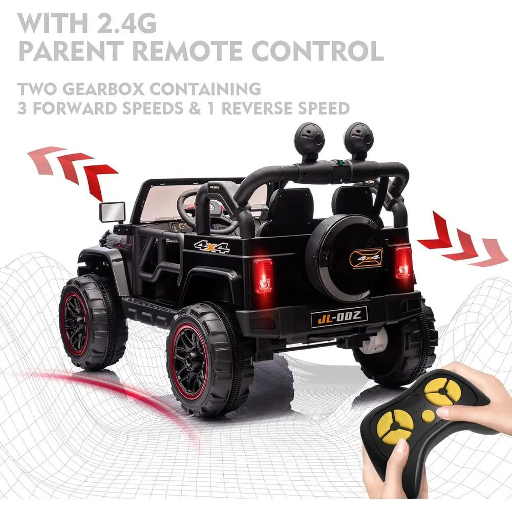 2-Seater Ride On Truck and Car Cover, 12V7AH Children's Electric Car W/Parental Remote Control, Music, LED Lights, Spring Suspen