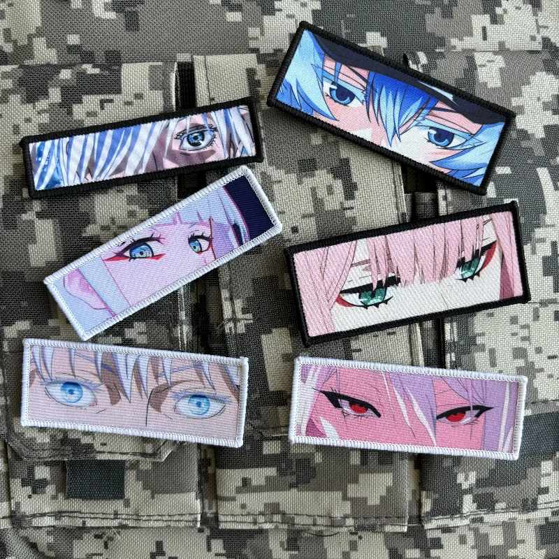 Anime Eyes Morale Badge Tactical Cartoon Character Eye Patch Goku Gojo Patches for Clothes Hook & Loop Printing Military Sticker