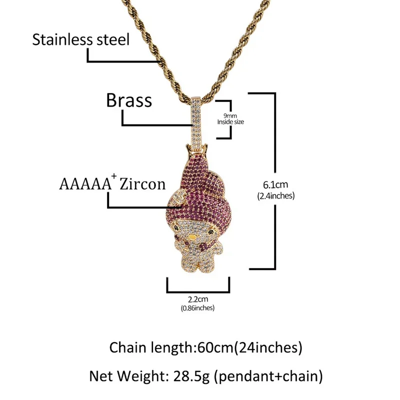 Hip Hop Crystal Magic Rabbit Pendant With Iced Out Zircon Tennis Chain Necklace For Men Women Fashion Designer Jewelry