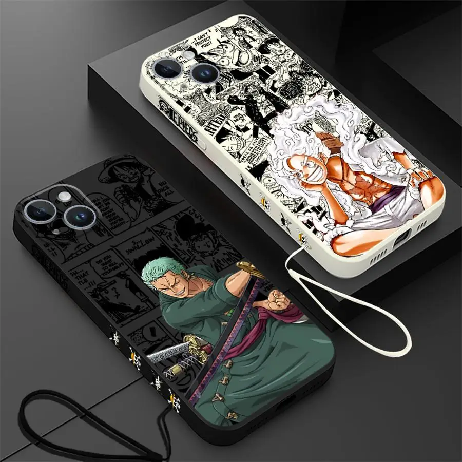 One Piece Luffy Zoro Phone Case for iPhone 15 16 Plus SE 12 Mini 13 Pro XS Max 8 7 11 14 ProMax XR Silicone Luxury Bumper Shell