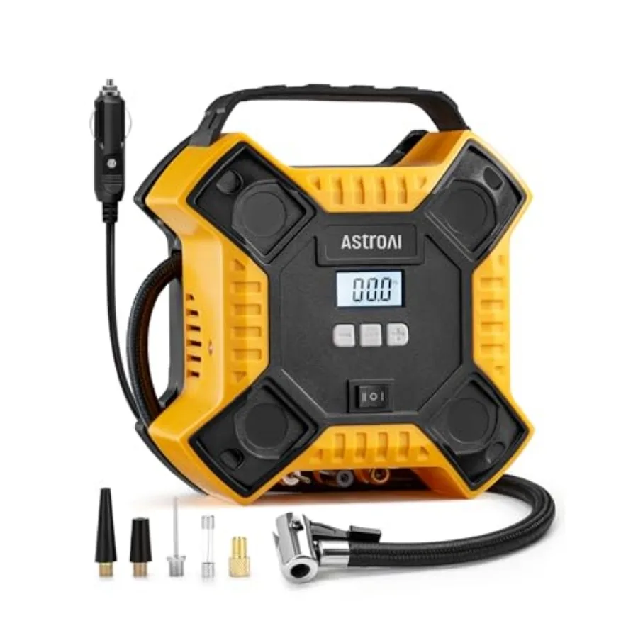 

Tire Inflator PortableAir Compressor 160PSI, 12V DC NO AC 10Feet Cord with Integrated Metal Structure, LED Light Air Pump for C
