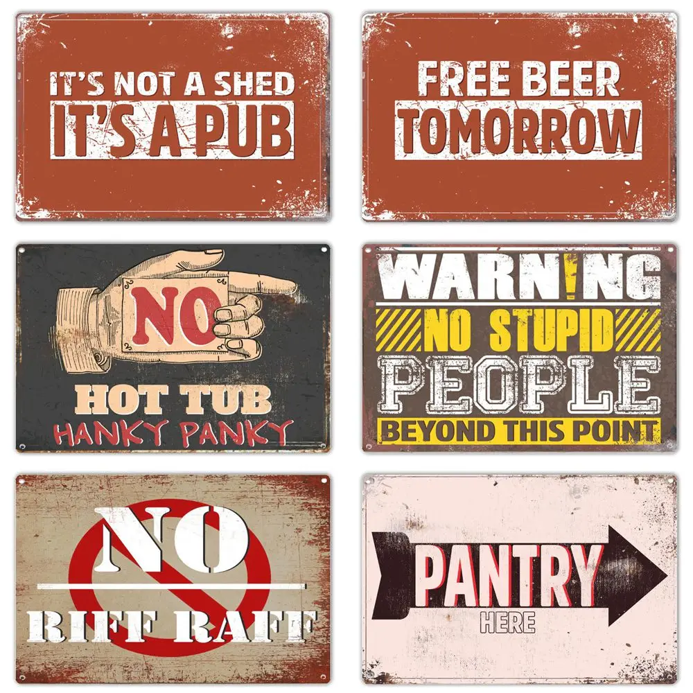 No Riff Retro Metal Tin Sign, Hot Tub Wall Art Poster, Funny Warning Sign for Home, Pub, Yard, Hot Tub,Vintage Home Decor