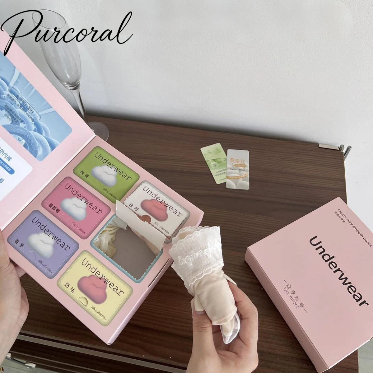 Purcoral Women's 6-pack Underwear Blind Box Gift Box Underwear 10A Antibacterial Extended Ruffle Ice Film Underwear Random color