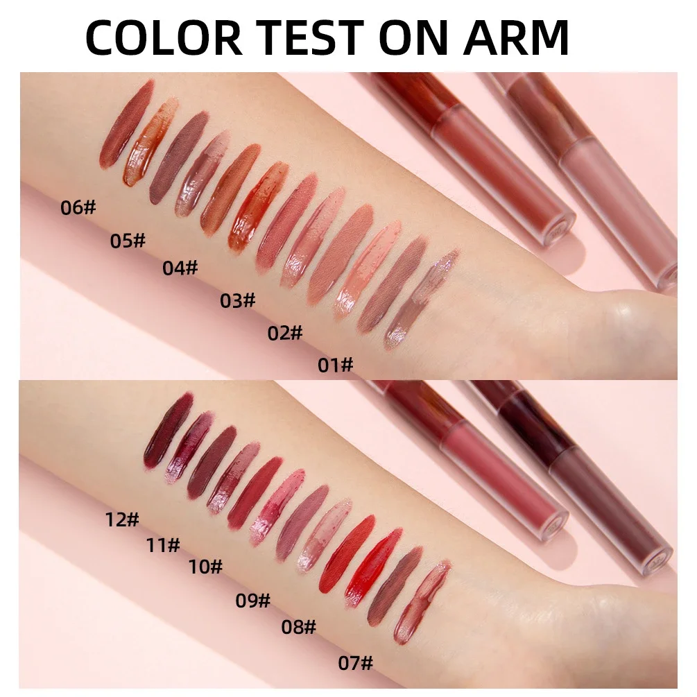 Matte Lipstick Double Head Lip Coat 24H Non-stick Cup Lip Gloss Tint Plumper Long Lasting Waterproof Lipstick Makeup Wholesale