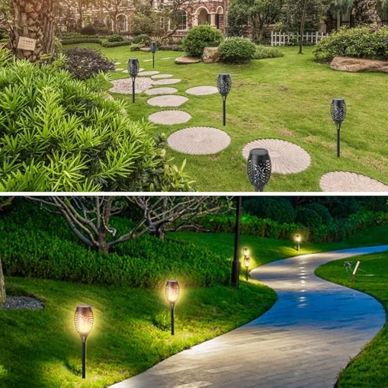 1/2/4 12LEDTorch Solar Landscape Lights Outdoor Decorative Lights for Garden Terrace Courtyard Automatic Switch IP65 Waterproof
