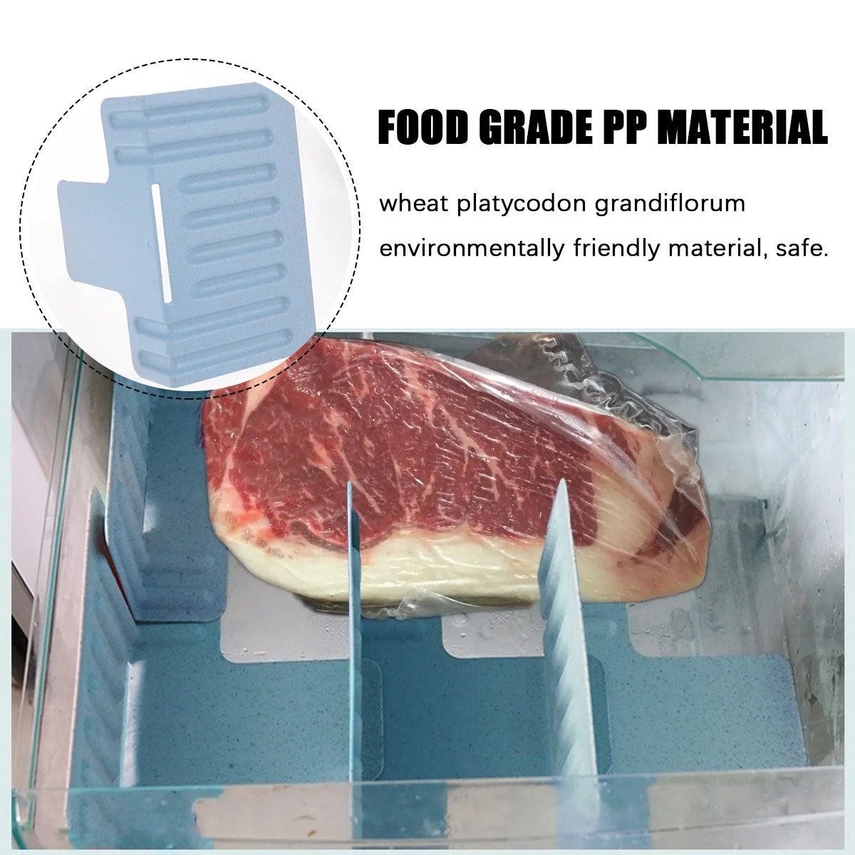 

4Pcs Fridge Layer Storage Rack PP Material No Smell Easy Install Organizer Space Saver Drawer Blue