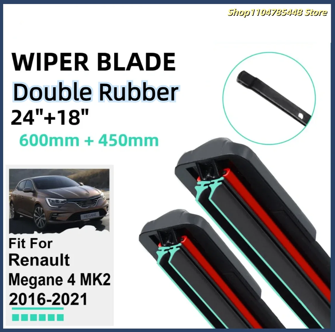 

Double Rubber Car Wiper Blades for Renault Megane 4 MK2 2016-2021 Front Windscreen Windshield Rubber Car Accessories 2020 2021