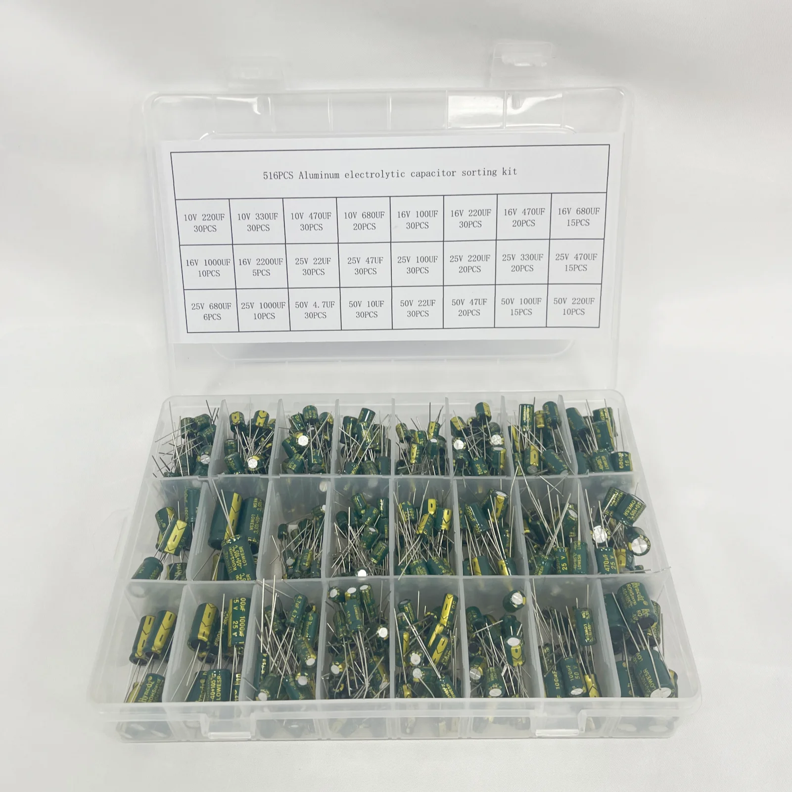 516PCS Aluminum electrolytic capacitor sorting kit