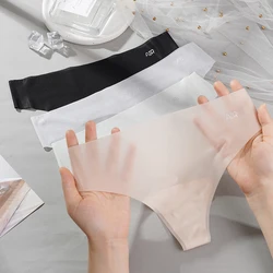 Transparent Thong Panties Women Ultra-thin Sense Sexy Female Seamless Low-rise Solid Color T-pants Quick Drying Underwear