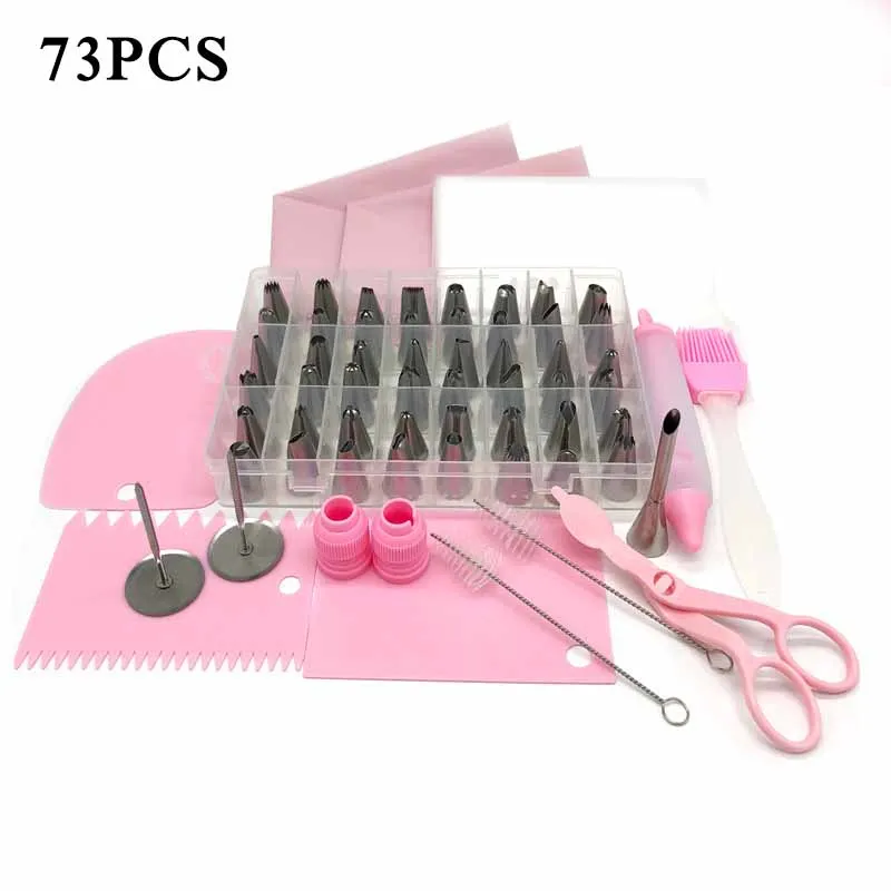 

73pcs/Set Piping Nozzle Piping Pen Pastry Bags Piping Nail Cleaning Brush 48pcs Stainless Steel Piping Tips Kitchen Tools Set