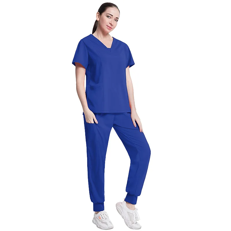 Thin Beauty salon dentist Scrub set Doctor Nurse Short Sleeved Workwear Clinic hospital surgical suit pharmacy overalls Thread