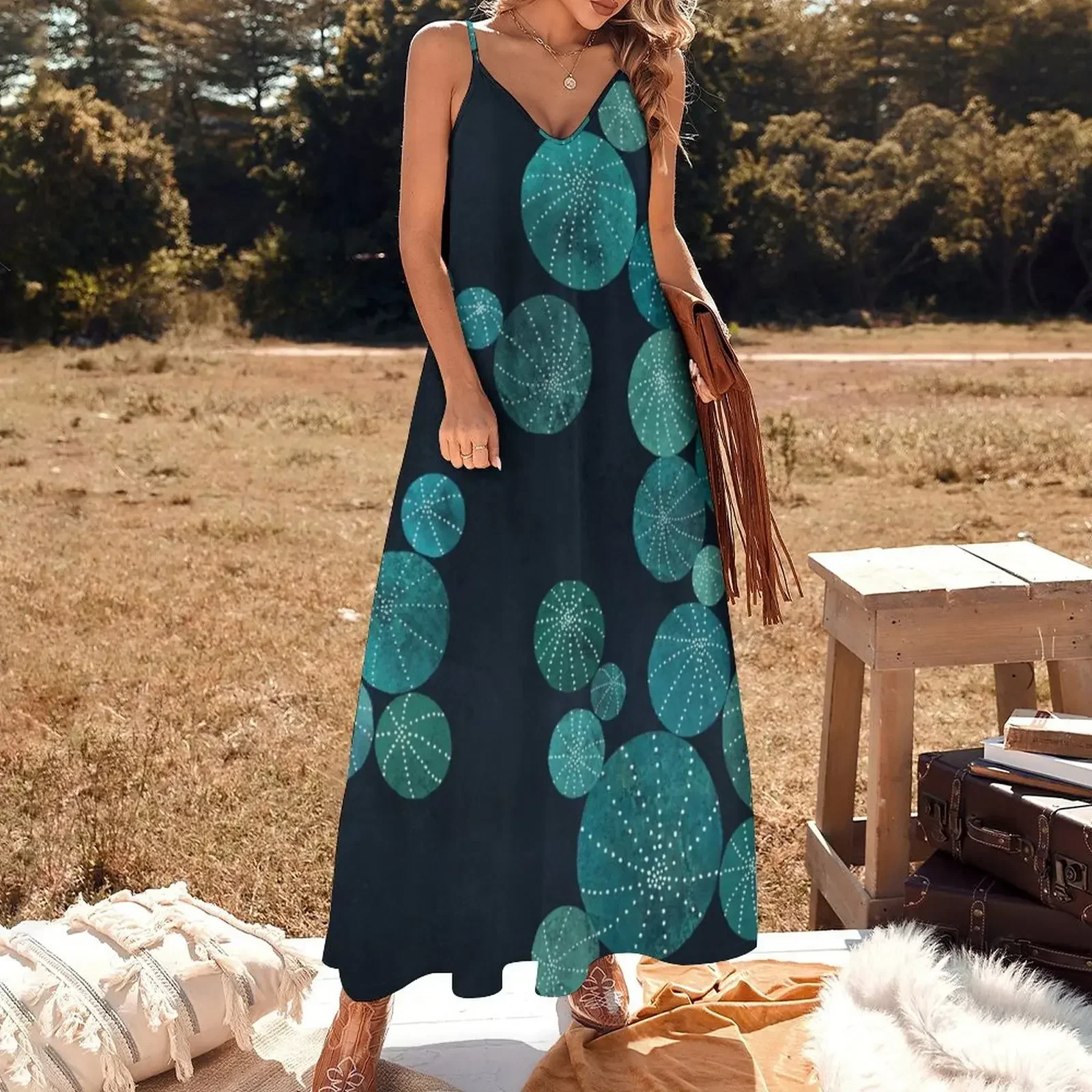 Turquoise cactus field Sleeveless Dress dresses for women 2025 luxury designer party prom dress 2025 Woman clothing Dress