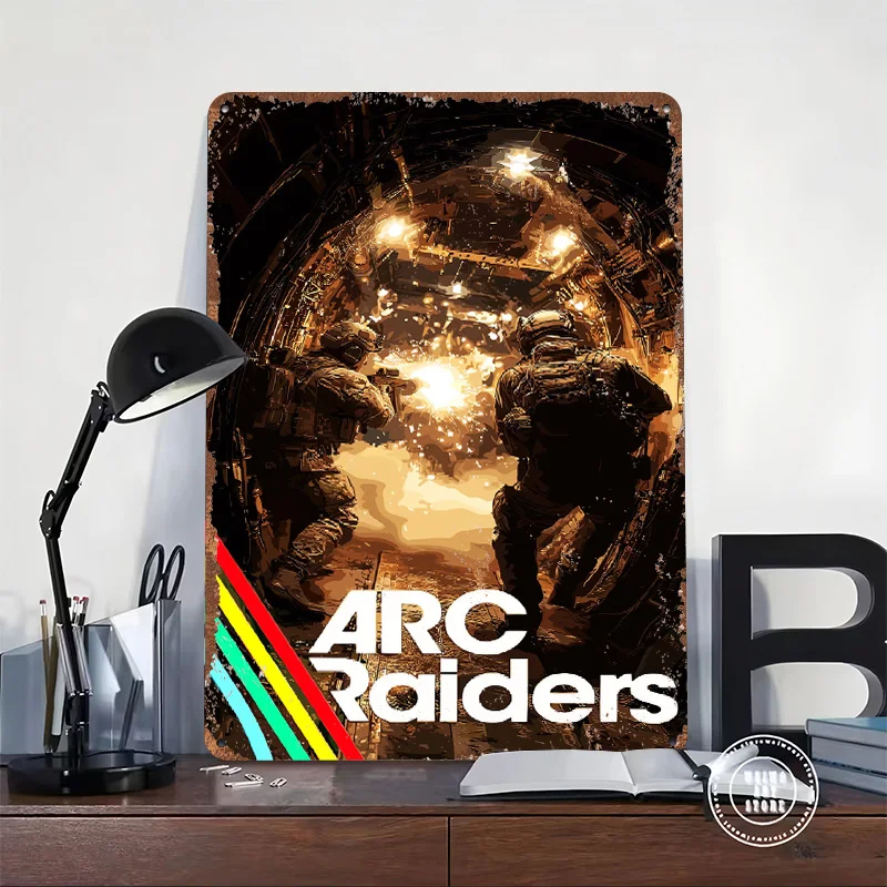 ARC Raiders: Intense Military Action Metal Poster Customized Wall Art Retro Vintage Metal Signs for Man Cave Room Accessories