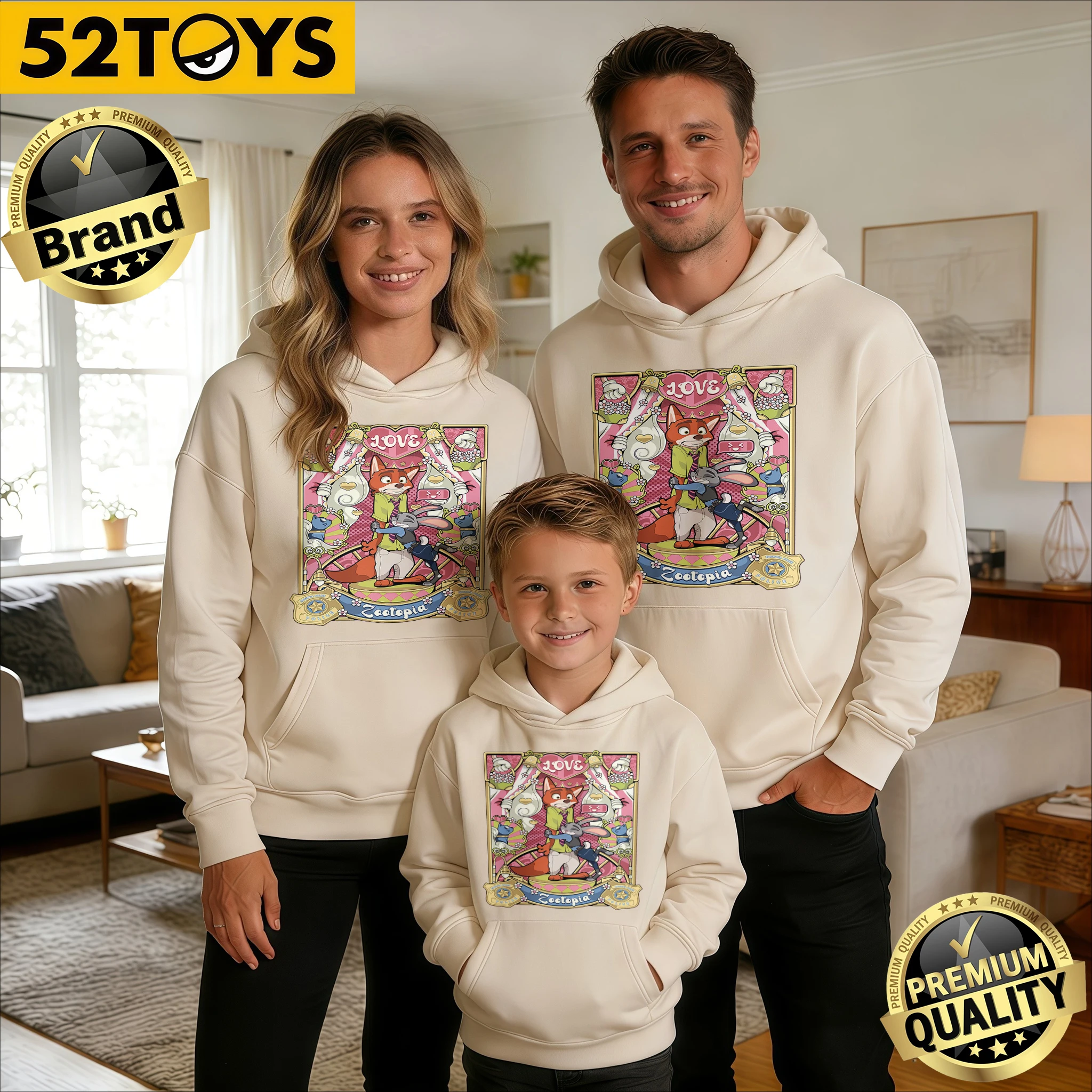 

Осенне-зимние семейные футболки оверсайз Zootopia 2026, 100% хлопок, с принтом в стиле поп-арт, унисекс, повседневные, для взрослых и детей