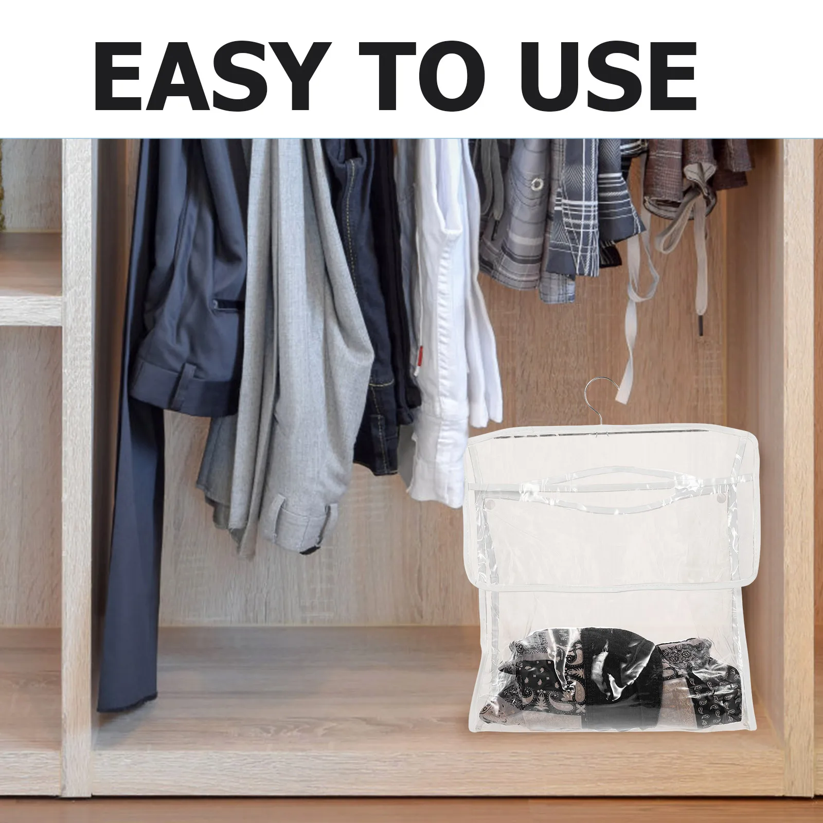 

Practical Bathroom Hanging Storage Bag TPU Transparent Clothes ganizer Reinforced Seams Big Hook Hanger Home Dorm Hotel Kitchen