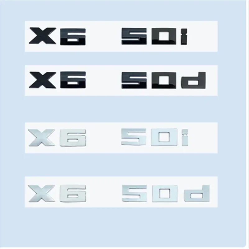 

Chrome Black 3D Numbers M X6M50i X6M50d X6 M50d M50i ABS Emblem for BMW X5 Series E71 G06 Car Trunk Badge Logo Sticker