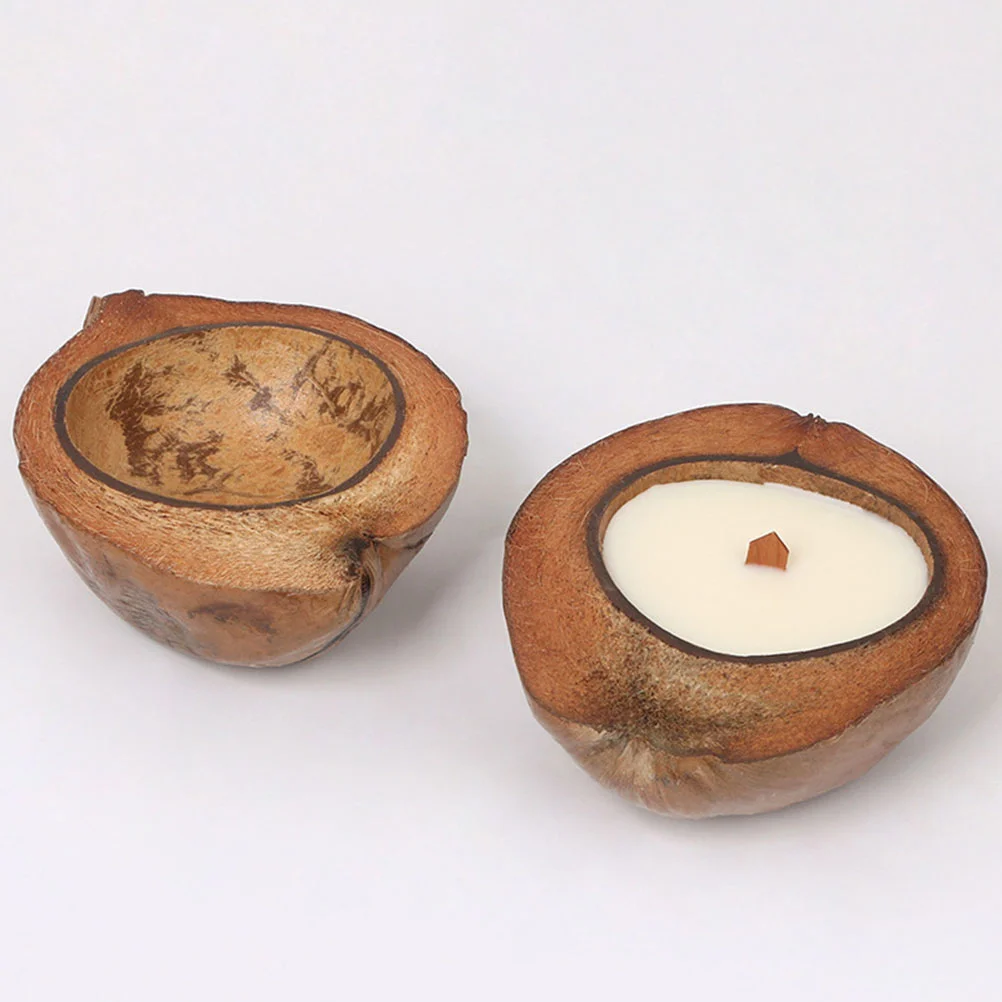 Holders Containers Coconut Shell Holder For Candlestickss Making Bowl With Skin DIY Shell Cup