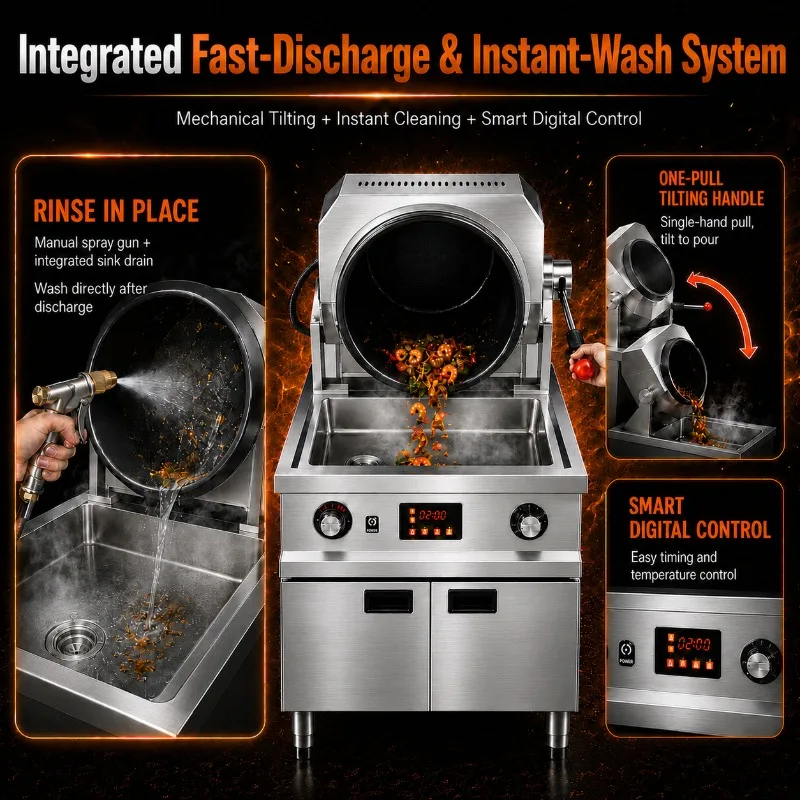 Automatic Food Processor Gas Commercial Cooking Machine Intelligent Rotary Stir Fry Wok Robot With Cabinet Base