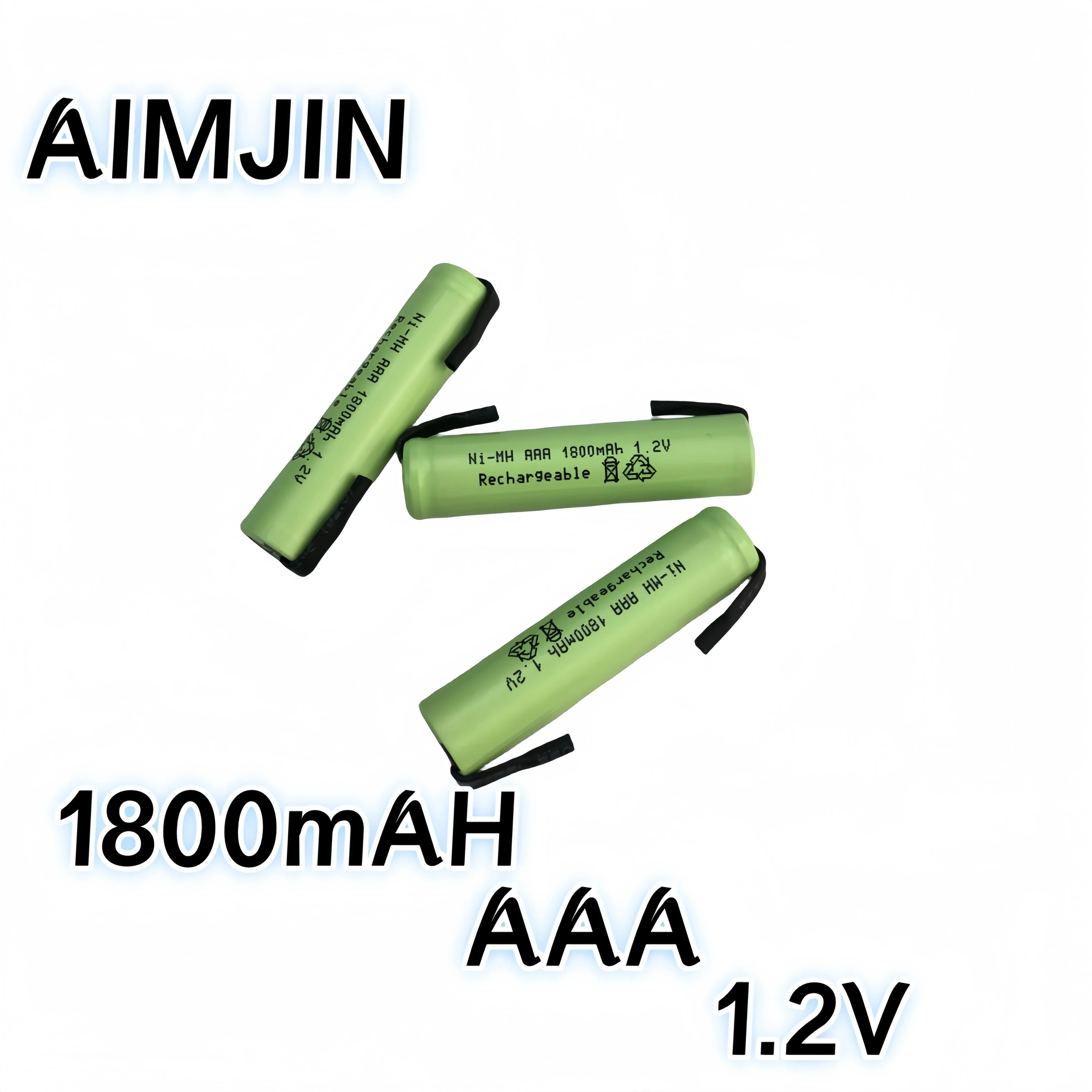 

AAA 3A 1800mAh 1.2V Ni-MH with Solder Tabs rechargeable battery cell, for Electric Shaver, Razor, Toothbrush