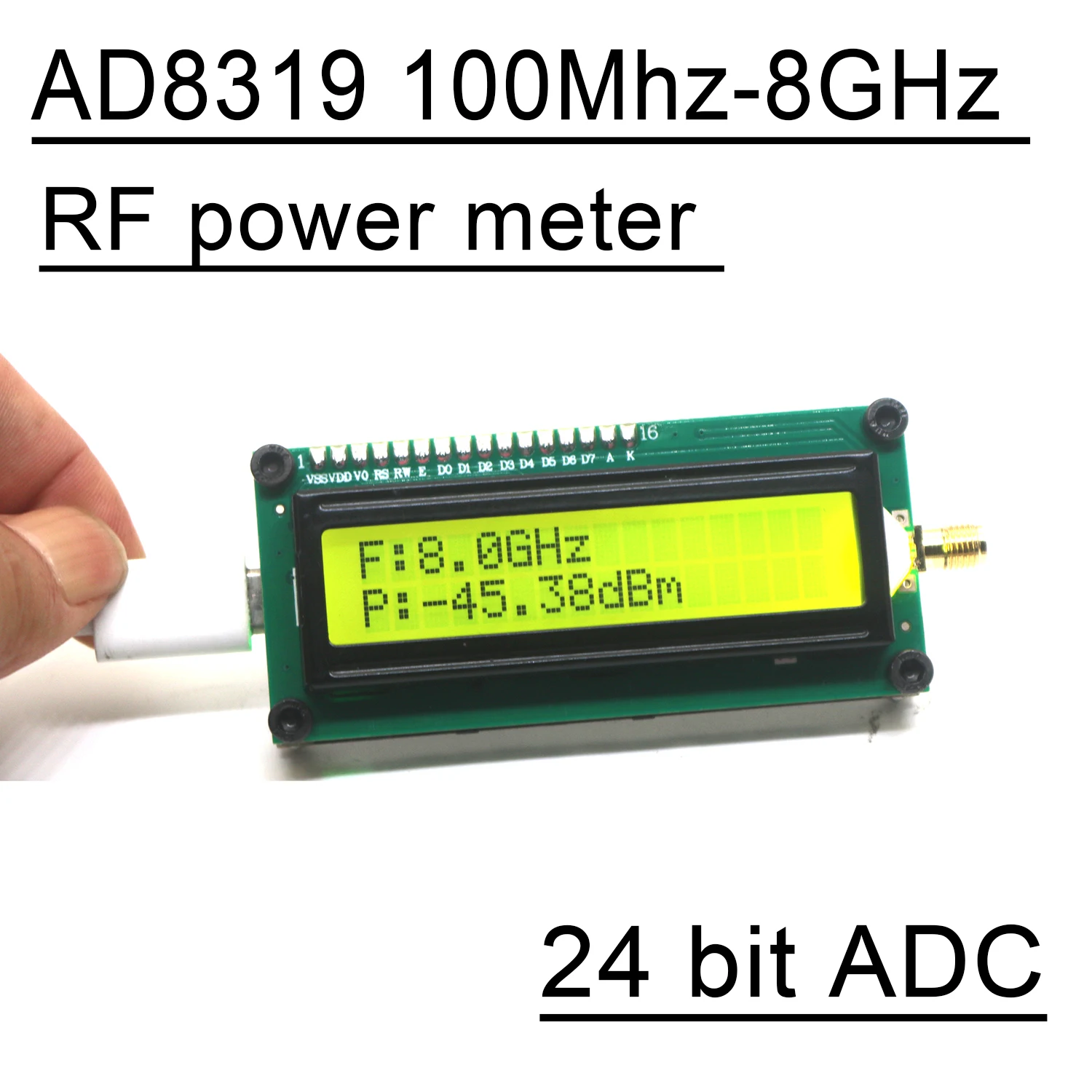 ハムラジオアンプ用の高精度RF信号検出器,USB Type-c,ad8319,1g-8ghz,24ビットadc,900m,2.4g,5.8g,ad8319