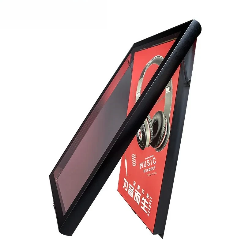 Ultra-thin outdoor waterproof light box billboard outdoor rainproof hydraulic rod with lock wall opening poster light box
