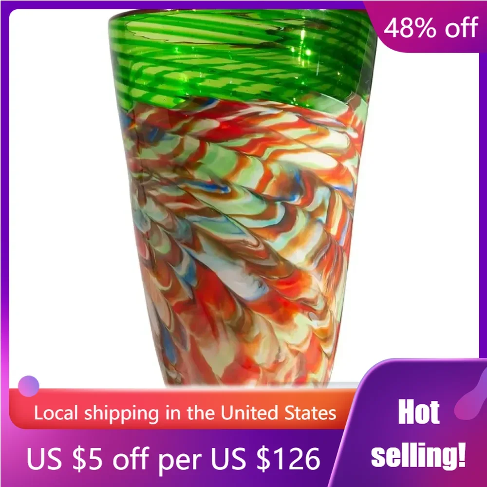 AV19268 Glasier Hand Blown Art Glass Vase Decoration Home Decorations Multicolor Freight Free Decor Garden