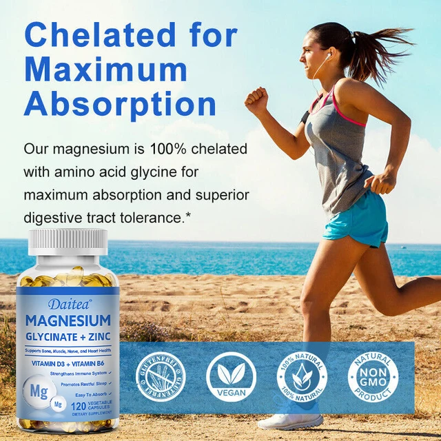 Daitea Magnesium and Zinc Capsules - Magnesium Glycinate Supplement to Support Muscle, Nerve, Joint and Heart Health 5 Daitea Magnesium and Zinc Capsules - Magnesium Glycinate Supplement to Support Muscle, Nerve, Joint and Heart Health 5