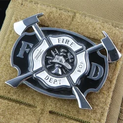 FD pompiere metallo Morale emblema FIRE DEPT 3D Hook and Loop patch zaino tattico adesivo decorativo