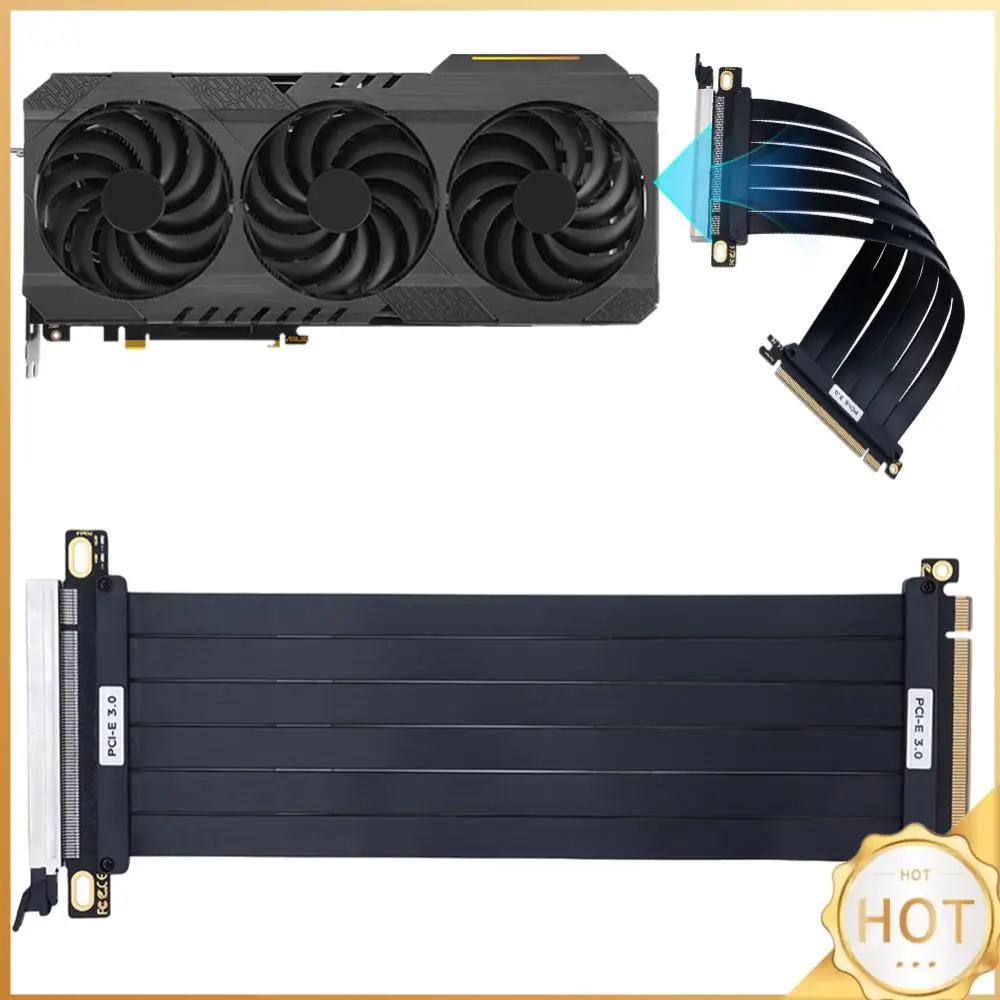 

PCIe 3.0 X16 High Speed Flexible Extender Card EMI Shielded Graphics Card Extension Cable PCIE 3.0 Extension Cable