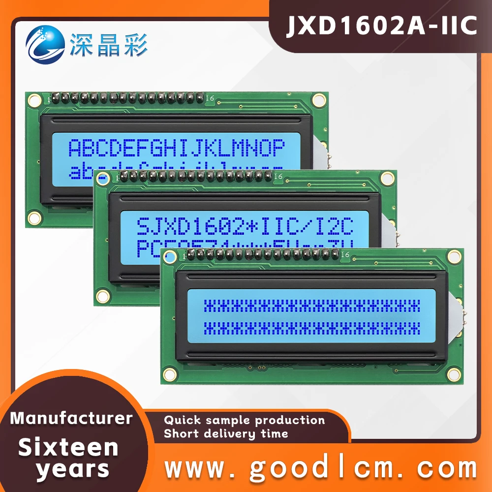 Russian language LCD dot matrix screen JXD1602A-IIC iic/i2c interface STN Gray Positive 1602 character LCM display module