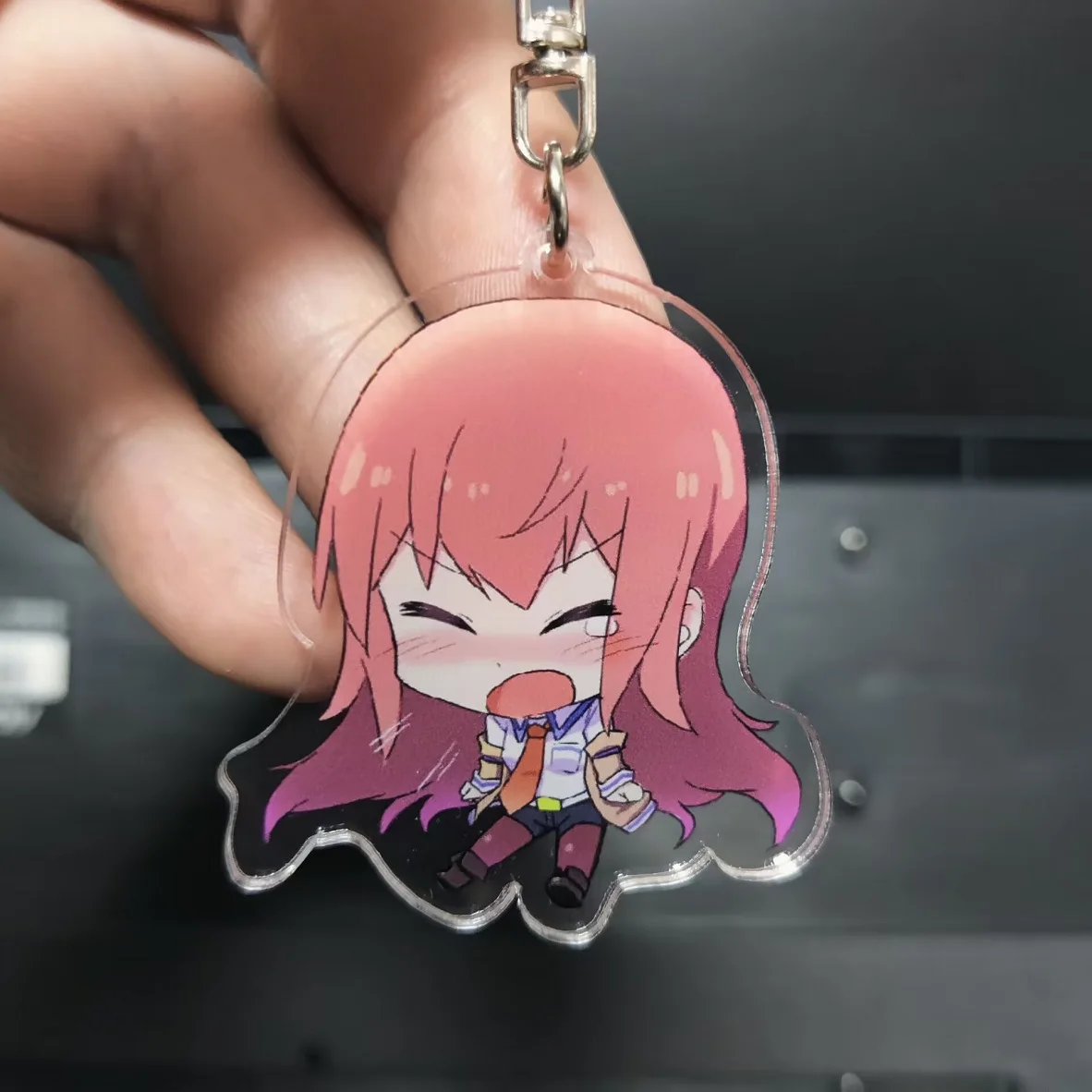 Hot Anime Steins;Gate Figures Makise Kurisu Cosplay Acrylic Double-Sided Keychains Cute Bag Pendant Decor Toy Keyrings Xmas Gift